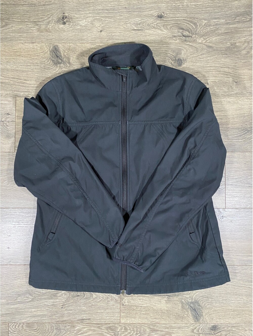 L.L.Bean Womens M Black Windbreaker Jacket Lightweight Full Zip Hiking Outdoor